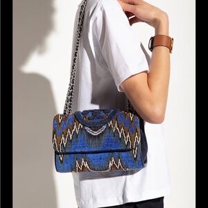 Tory Burch Blue and Brown Patterned Shoulder Bag